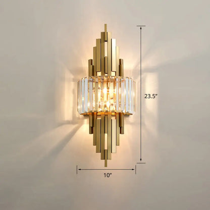 DecorBites™ DecorBites™ Modern Gold Quad Crystal Wall Sconce Light for Stairs