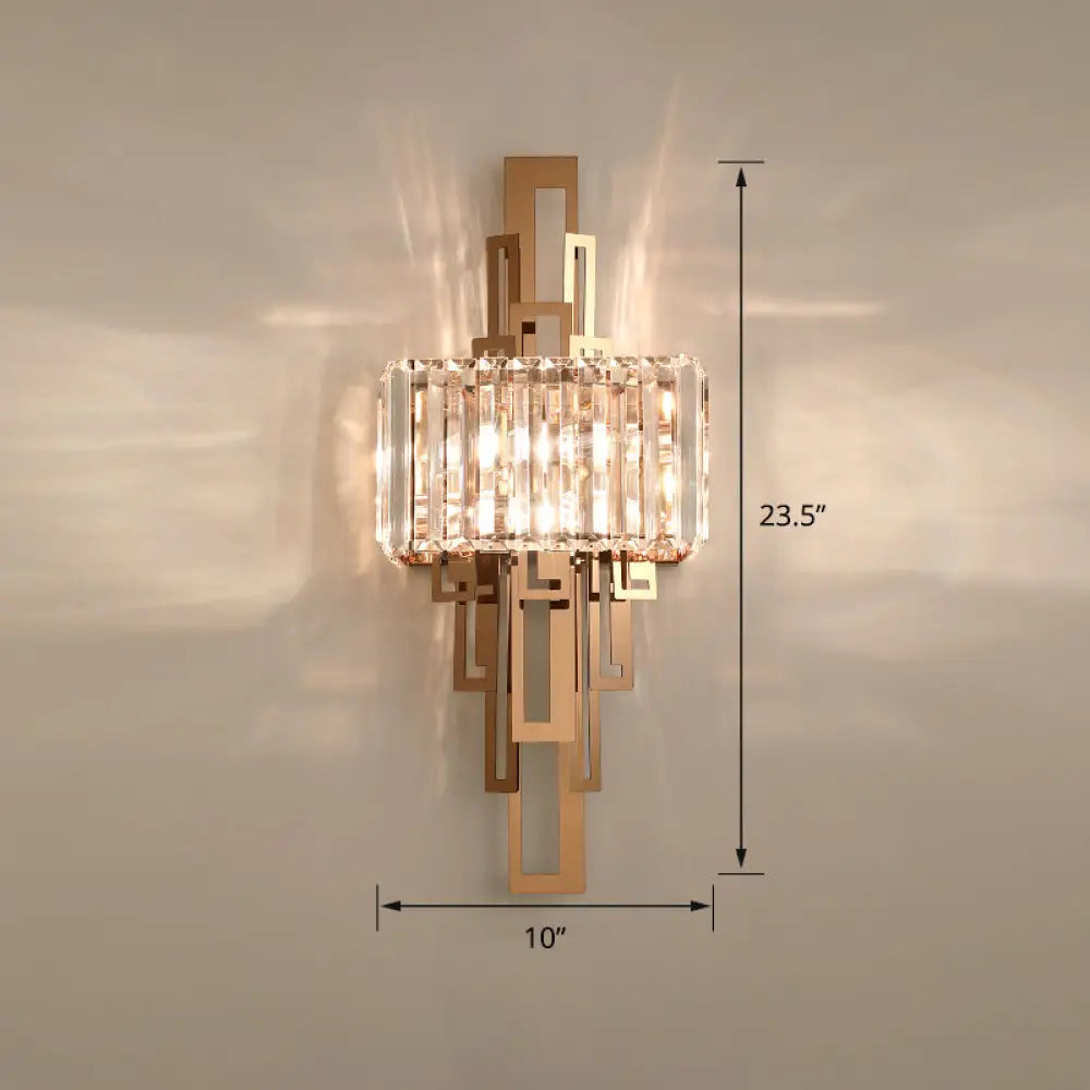 DecorBites™ DecorBites™ Modern Gold Quad Crystal Wall Sconce Light for Stairs