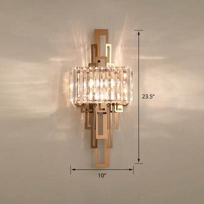 DecorBites™ DecorBites™ Modern Gold Quad Crystal Wall Sconce Light for Stairs
