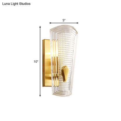 DecorBites™ DecorBites™ Modern Gold Rectangle Backplate Metal Wall Lamp with Prismatic Glass Shade - 1/2-Head Sconce Light Fixture