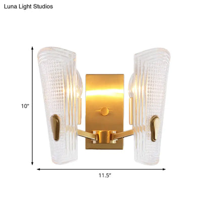 DecorBites™ DecorBites™ Modern Gold Rectangle Backplate Metal Wall Lamp with Prismatic Glass Shade - 1/2-Head Sconce Light Fixture