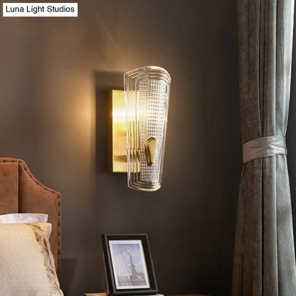 DecorBites™ DecorBites™ Modern Gold Rectangle Backplate Metal Wall Lamp with Prismatic Glass Shade - 1/2-Head Sconce Light Fixture