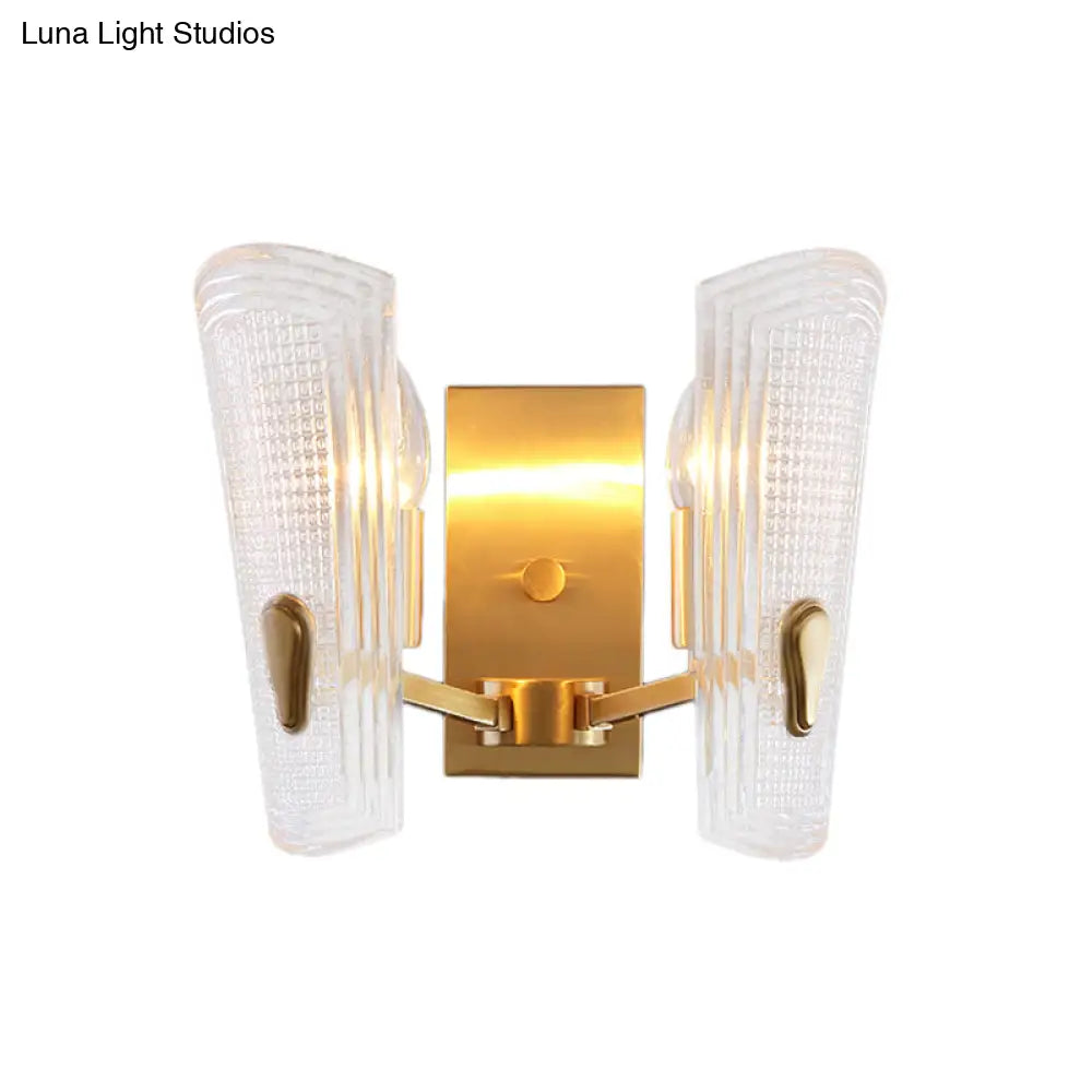 DecorBites™ DecorBites™ Modern Gold Rectangle Backplate Metal Wall Lamp with Prismatic Glass Shade - 1/2-Head Sconce Light Fixture