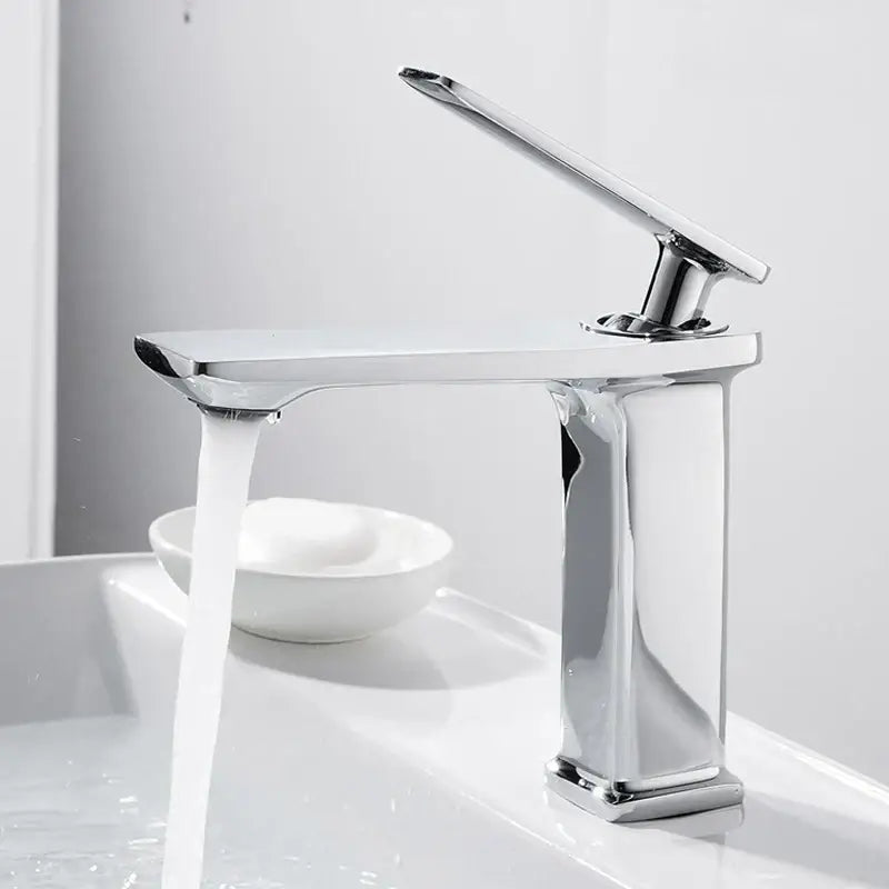 Modern chrome-finished basin faucet with sleek rectangular design and long spout for decorbites brass basin faucet use
