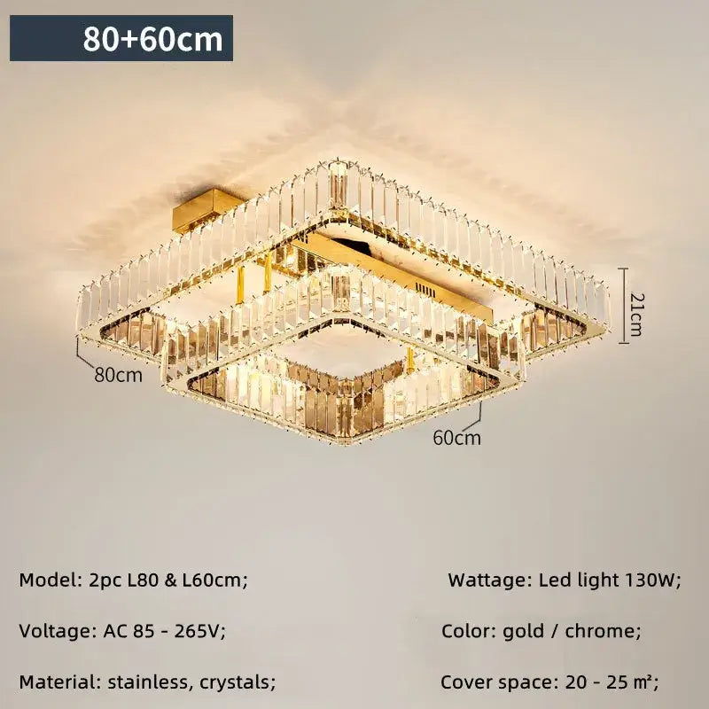 Modern gold and chrome rectangular crystal ceiling chandelier dimmable with stacked crystal bars for bedroom decorbites crystal ceiling