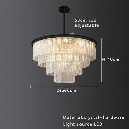 Elegant modern gold multi-tiered crystal glass ceiling chandelier with black metal frame and adjustable rod for dining room decorbites crystal glass