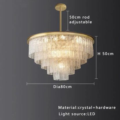 Modern gold rectangular decorbites crystal glass ceiling chandelier with tiered crystal and led lighting for dining room