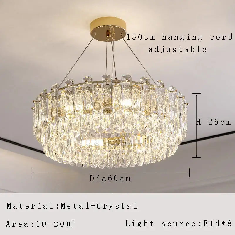 Modern gold rectangular crystal pendant chandelier with clear crystal droplets by decorbites crystal pendant for dining room light