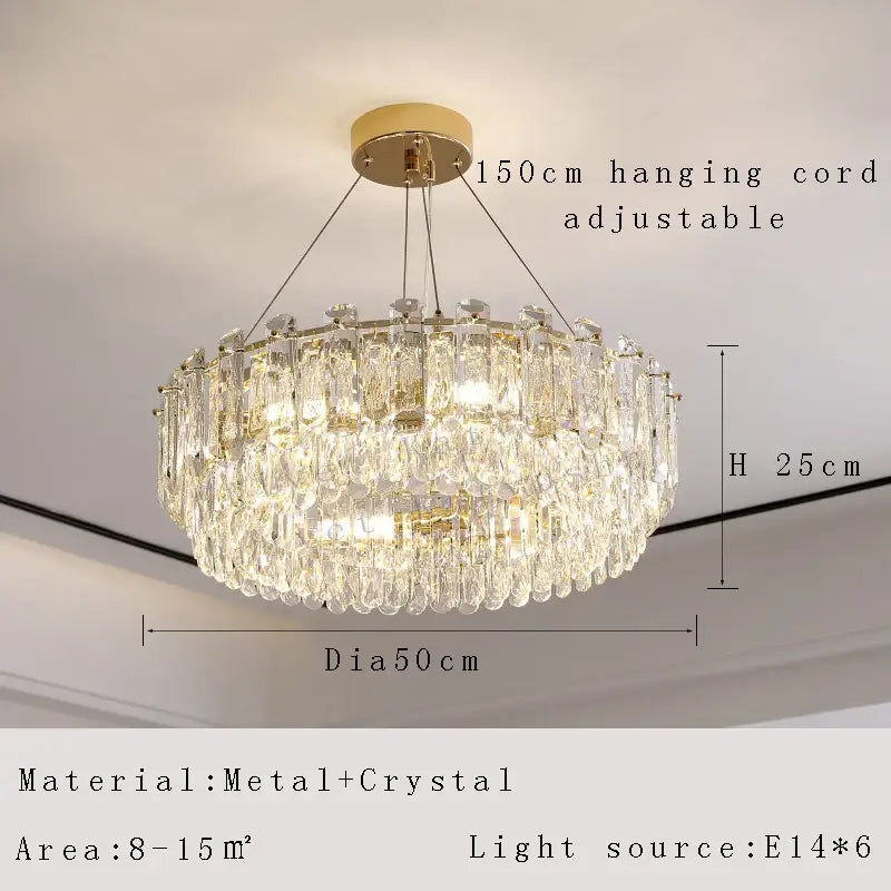 Modern gold rectangular crystal pendant chandelier featuring clear faceted crystals and a gold-tone frame for dining room decorbites crystal pendant