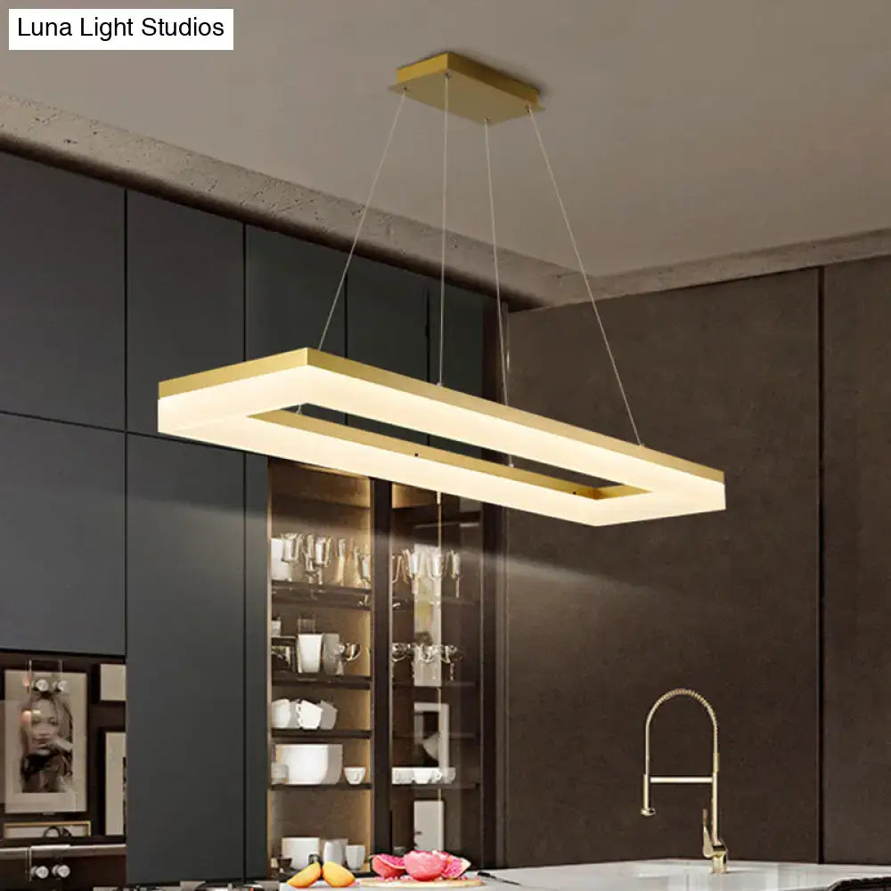 Decorbites gold finish rectangular island led ceiling light with simple acrylic design and modern minimalist style