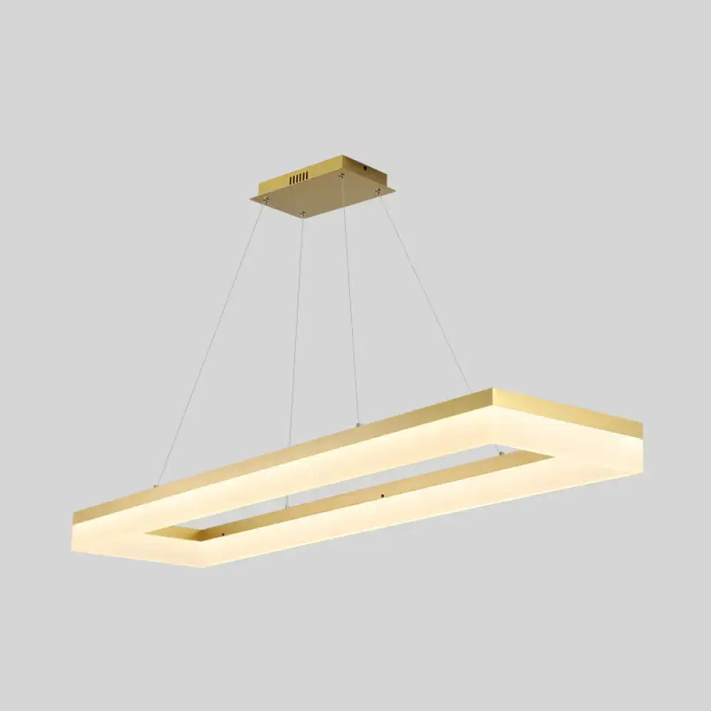 Modern gold finish rectangular led ceiling light with sleek acrylic design and illuminated inner frame by DecorBites™
