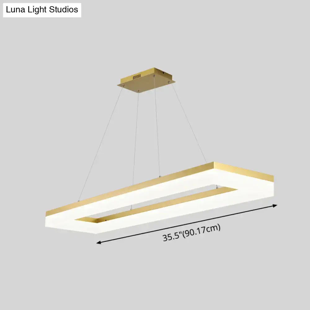 Decorbites™ gold finish rectangular island led ceiling light with sleek white acrylic design for modern interior lighting