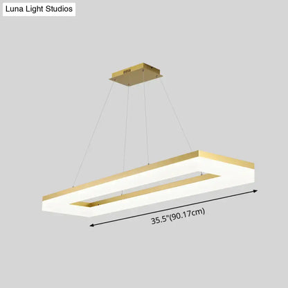 Decorbites™ gold finish rectangular island led ceiling light with sleek white acrylic design for modern interior lighting