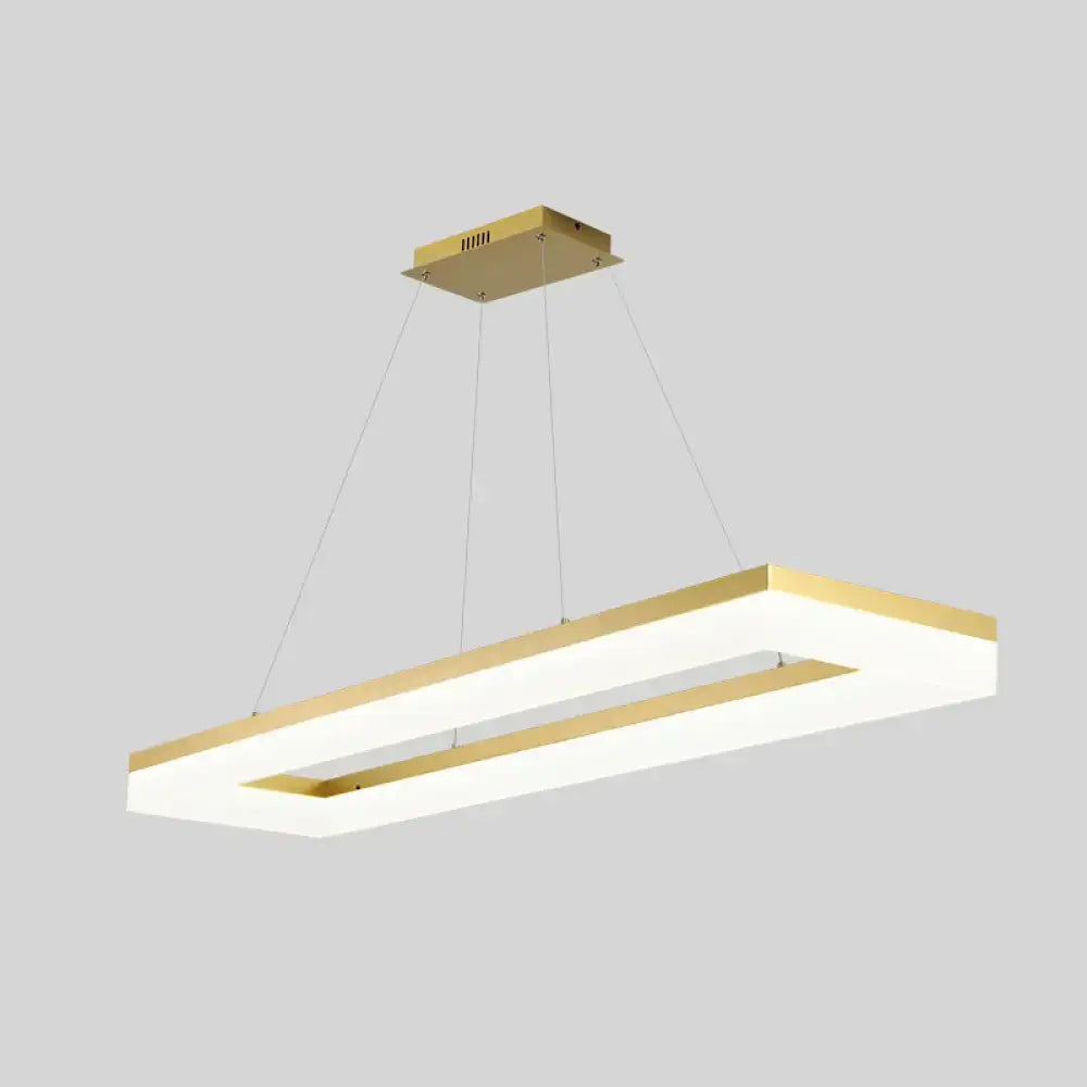 Decorbites gold finish rectangular island led ceiling light with sleek gold frame and bright white acrylic panel