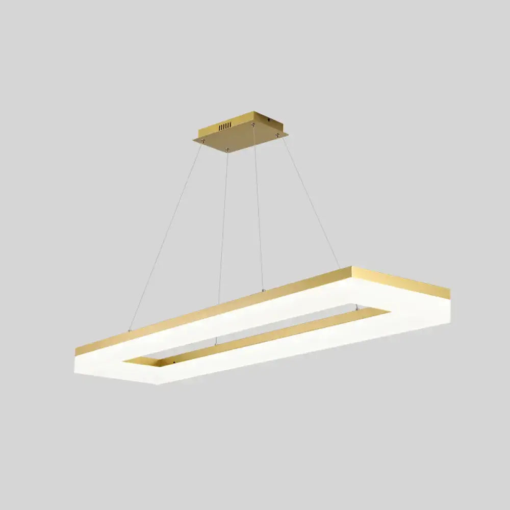 DecorBites gold finish rectangular island led ceiling light with sleek gold frame and glowing white acrylic panel
