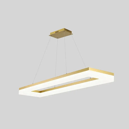 DecorBites gold finish rectangular island led ceiling light with sleek gold frame and glowing white acrylic panel