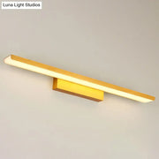 Modern gold rectangular led vanity sconce with sleek metal finish and warm light ideal for bathroom wall lighting
