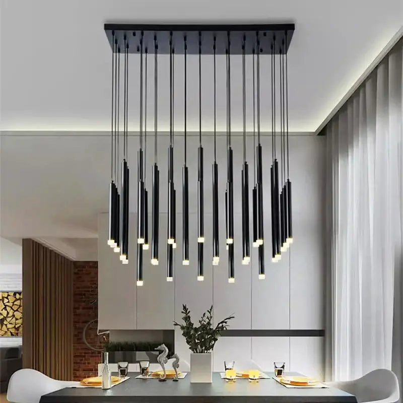 Black modern pendant lights with sleek cylindrical design from decorbites elegant chandelier for dining room decor