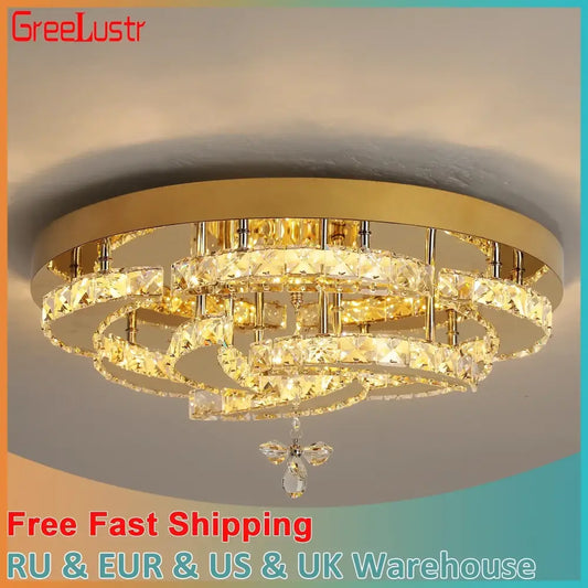 Modern gold ring crystal drop chandelier with multiple concentric rings and bee pendant for dining room decorbites crystal drop
