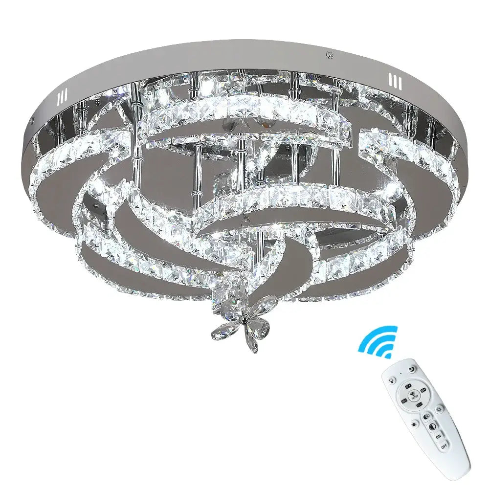 Modern gold crystal drop chandelier with chrome finish concentric rings and remote control for drop chandelier ceiling decorbites crystal drop