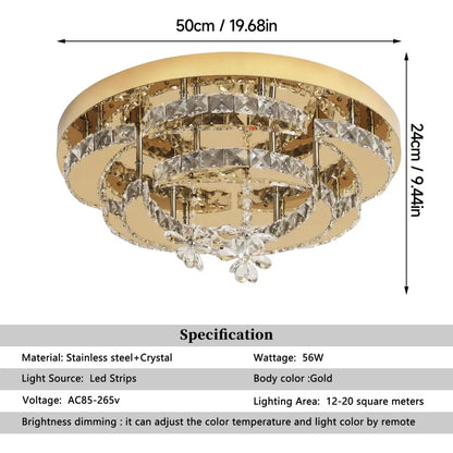 Modern gold ring crystal drop chandelier with concentric rings and floral design for drop chandelier ceiling decorbites crystal drop