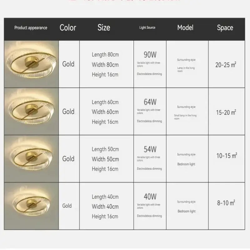 Modern gold ring crystal led ceiling chandelier with three-color variable lighting for living room decorbites gold ring