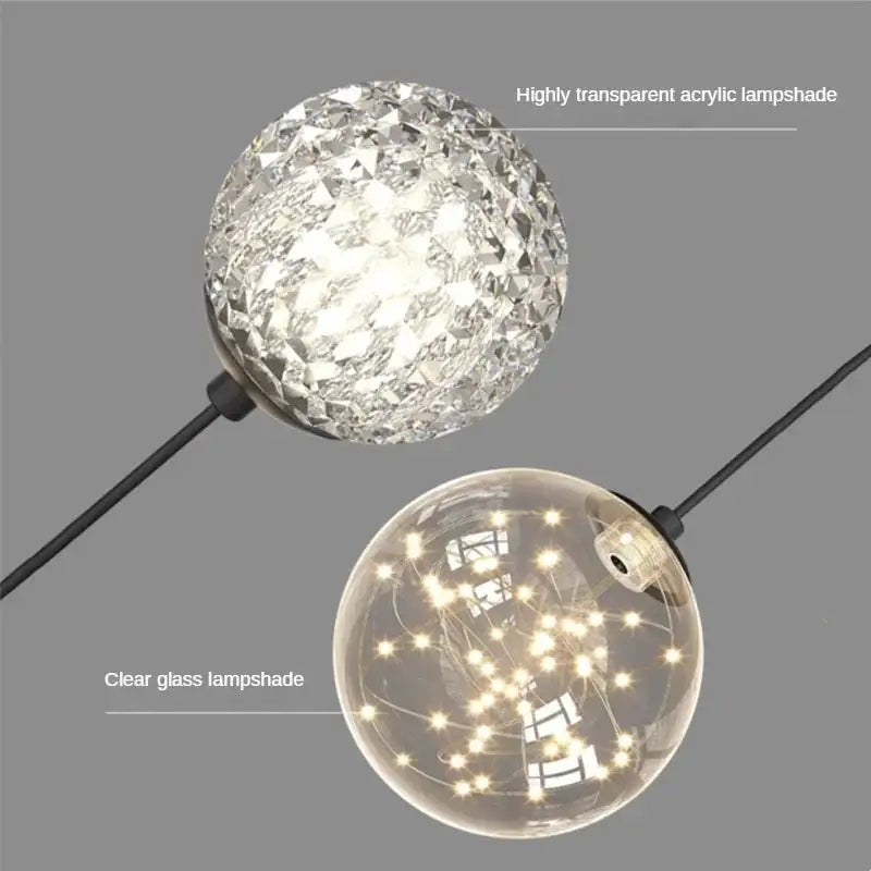 Modern gold ring led pendant light with a highly transparent acrylic lampshade featuring a faceted crystal design