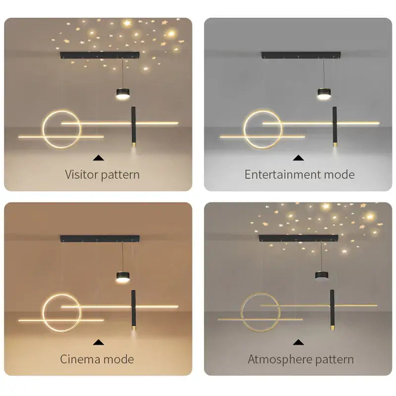 Modern gold ring pendant light with black nordic style led chandelier and customizable lighting patterns for dining room decorbites pendant lights