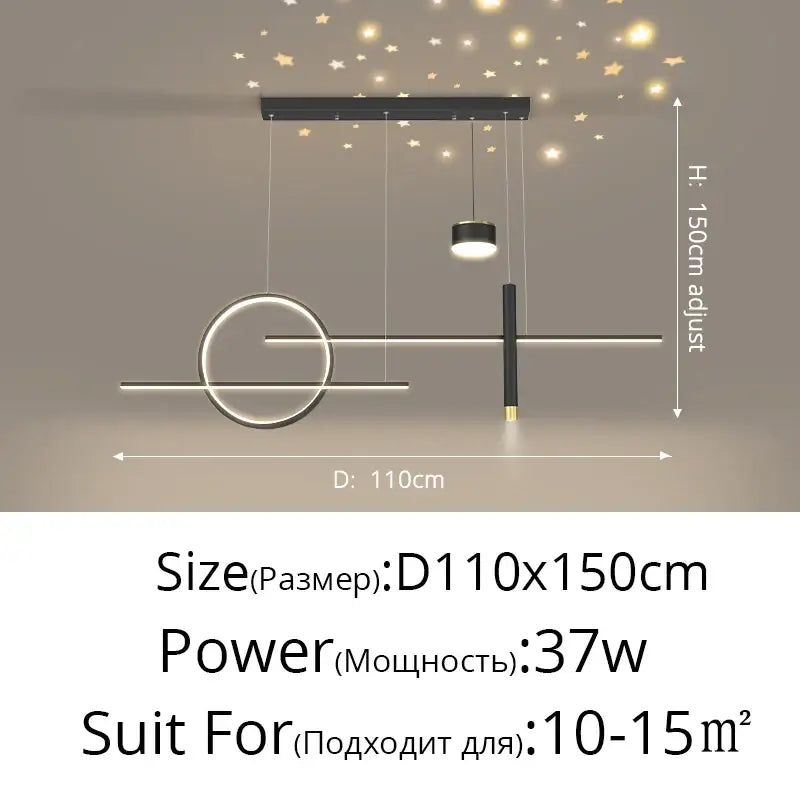 Modern gold ring pendant light with black nordic style minimalist rings and rods for dining room decorbites pendant lights