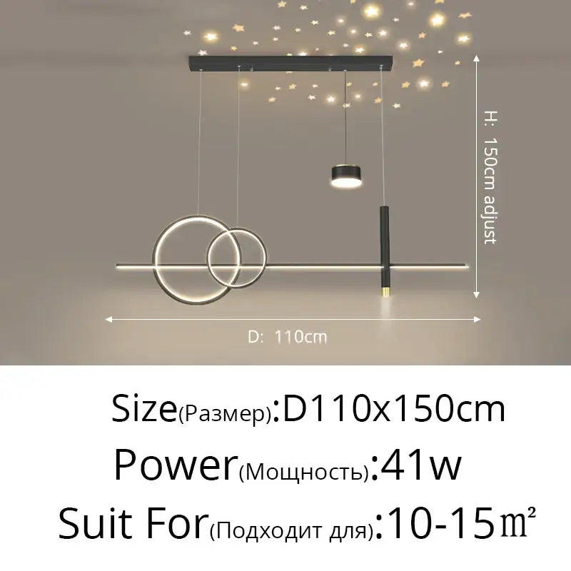 Modern gold ring pendant light with black nordic style and intersecting circular rings for dining room pendant lights decorbites black nordic