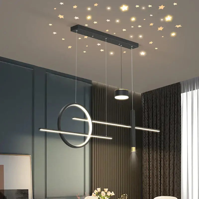 Modern gold ring pendant light with black nordic style geometric design for dining room pendant lights decorbites black nordic