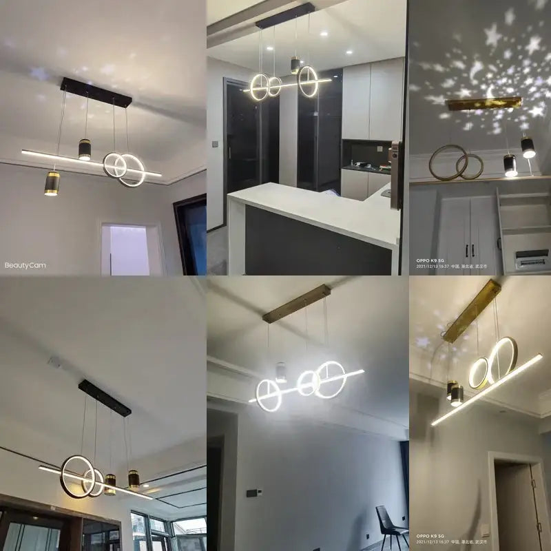 Modern gold ring pendant light with sleek circular led design in gold finish for dining room pendant lights decorbites black nordic style