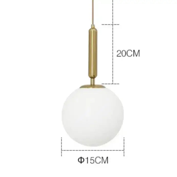 Modern gold ring pendant light featuring a frosted glass spherical shade suspended by a brass rod decorbites gold ring light fixture