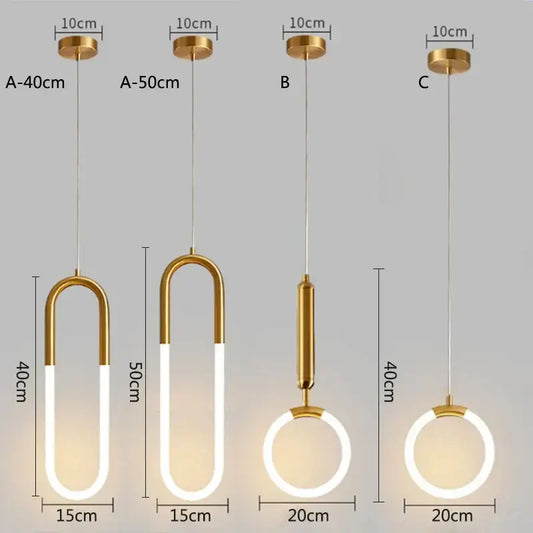 Modern gold ring pendant lights with sleek minimalist u-shaped led fixtures for dining room decorbites gold ring pendant