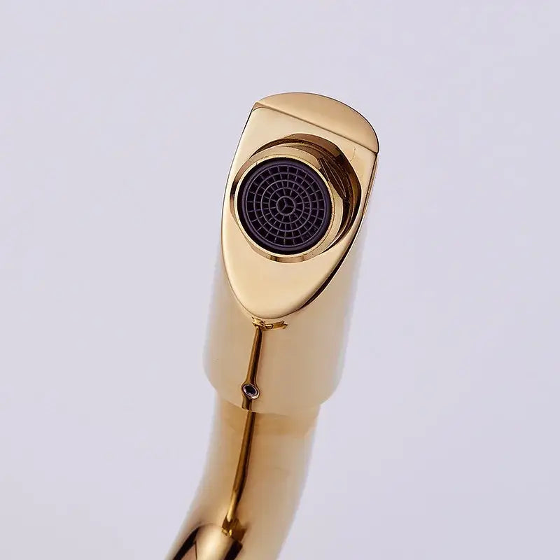 Modern gold and rose gold brass basin faucet with sleek polished finish and circular spray head decorbites brass basin faucet