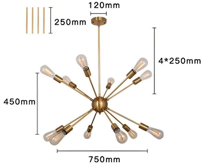 Modern gold satellite pendant light with gold-toned metal and exposed filament bulbs for stylish living room decorbites gold satellite chandelier