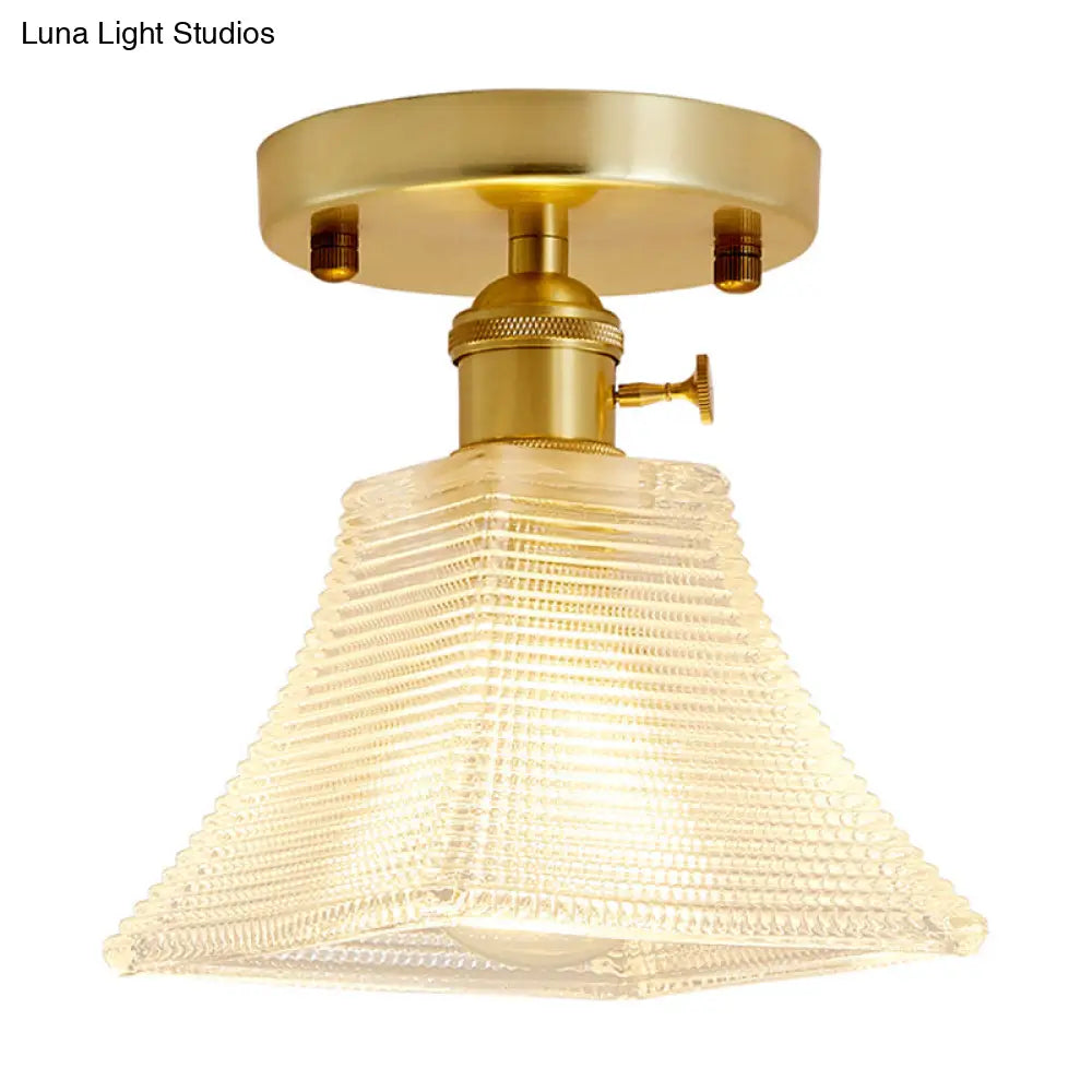 DecorBites™ DecorBites™ Modern Gold Semi Flush Mount Ceiling Light with Prismatic Glass - Ideal for Corridors