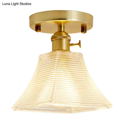 DecorBites™ DecorBites™ Modern Gold Semi Flush Mount Ceiling Light with Prismatic Glass - Ideal for Corridors
