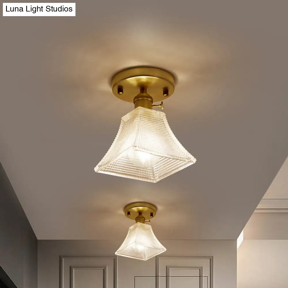 DecorBites™ DecorBites™ Modern Gold Semi Flush Mount Ceiling Light with Prismatic Glass - Ideal for Corridors