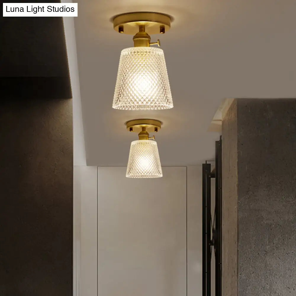 DecorBites™ DecorBites™ Modern Gold Semi Flush Mount Ceiling Light with Prismatic Glass - Ideal for Corridors