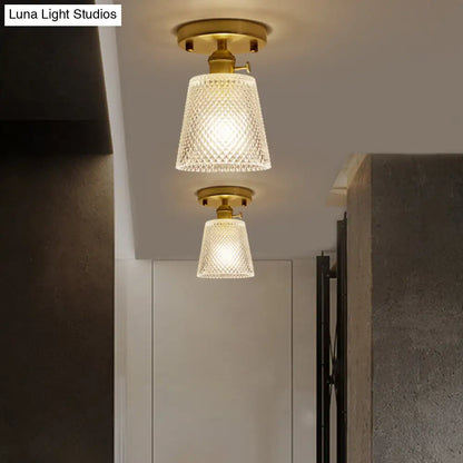 DecorBites™ DecorBites™ Modern Gold Semi Flush Mount Ceiling Light with Prismatic Glass - Ideal for Corridors