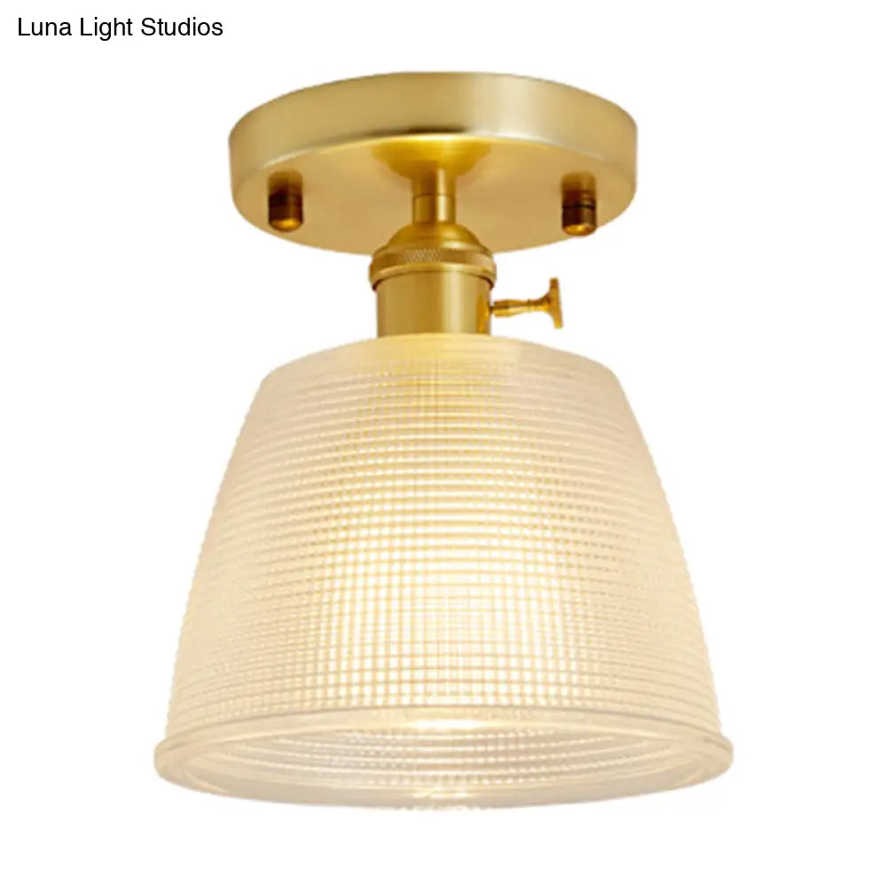 DecorBites™ DecorBites™ Modern Gold Semi Flush Mount Ceiling Light with Prismatic Glass - Ideal for Corridors