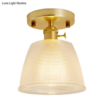 DecorBites™ DecorBites™ Modern Gold Semi Flush Mount Ceiling Light with Prismatic Glass - Ideal for Corridors