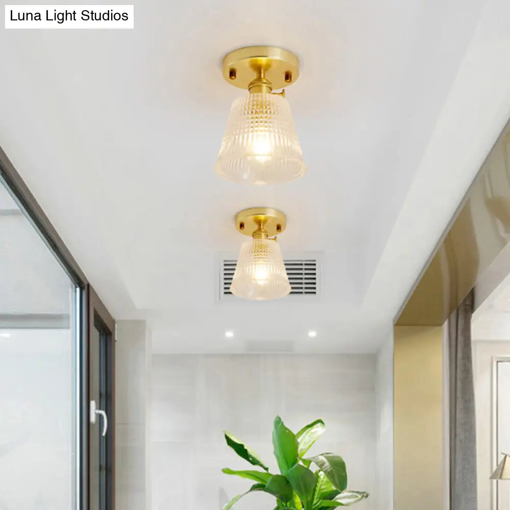 DecorBites™ DecorBites™ Modern Gold Semi Flush Mount Ceiling Light with Prismatic Glass - Ideal for Corridors