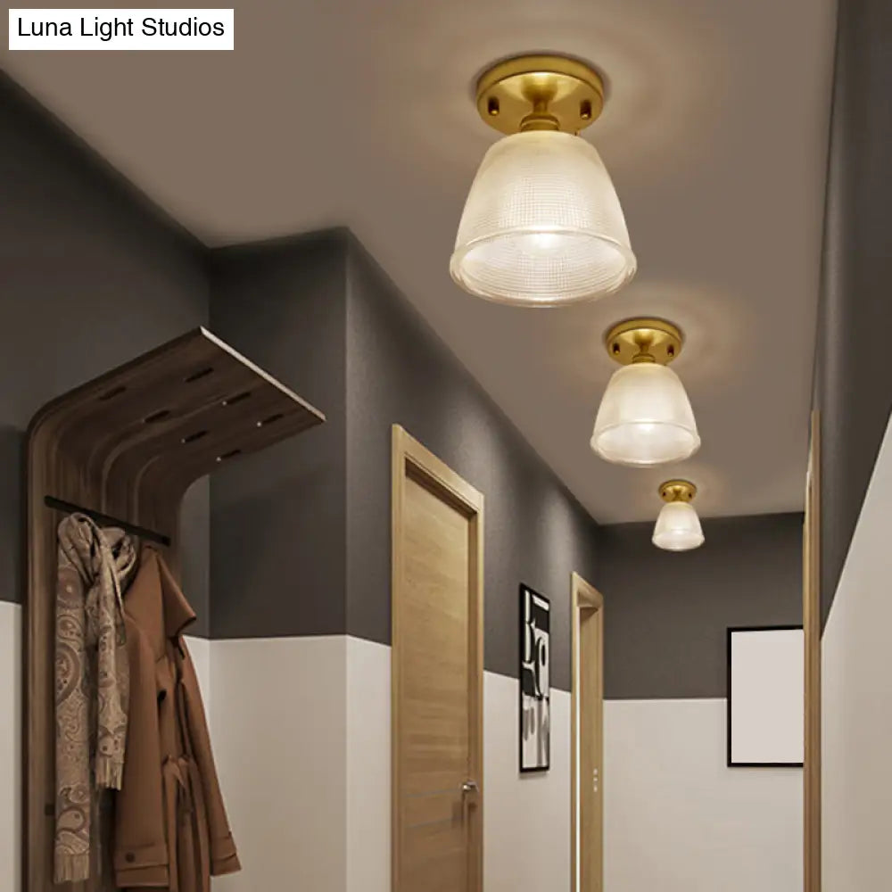 DecorBites™ DecorBites™ Modern Gold Semi Flush Mount Ceiling Light with Prismatic Glass - Ideal for Corridors