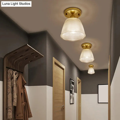 DecorBites™ DecorBites™ Modern Gold Semi Flush Mount Ceiling Light with Prismatic Glass - Ideal for Corridors