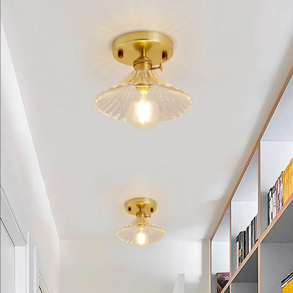 DecorBites™ DecorBites™ Modern Gold Semi Flush Mount Ceiling Light with Prismatic Glass - Ideal for Corridors
