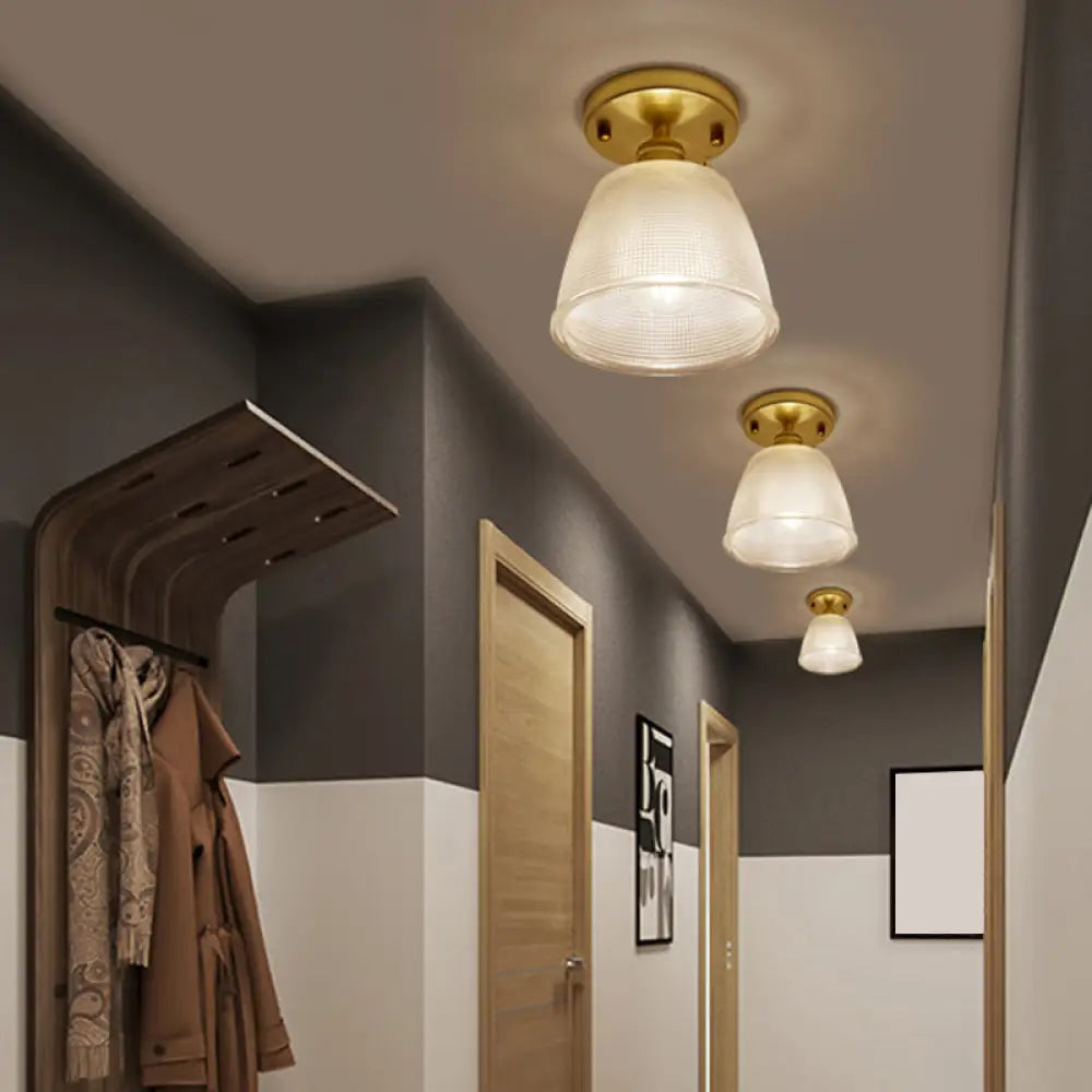 DecorBites™ DecorBites™ Modern Gold Semi Flush Mount Ceiling Light with Prismatic Glass - Ideal for Corridors