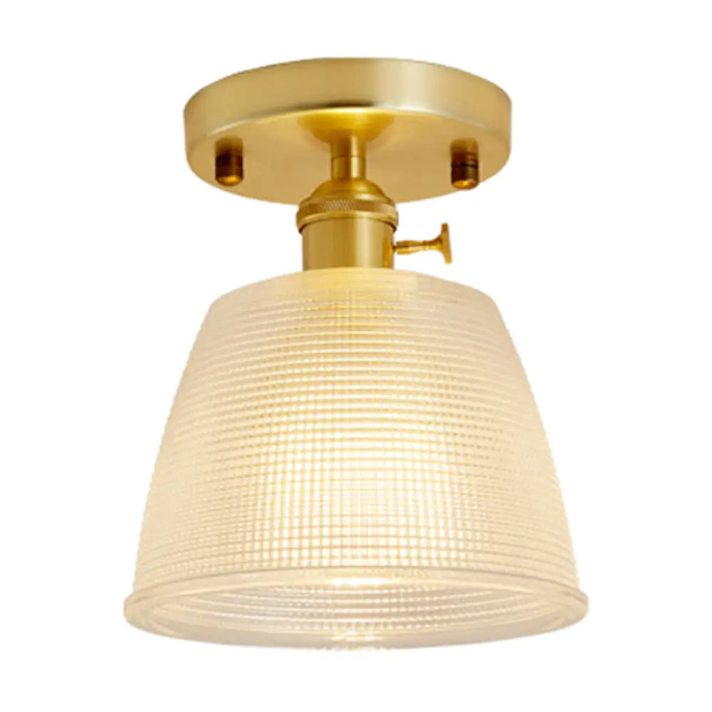 DecorBites™ DecorBites™ Modern Gold Semi Flush Mount Ceiling Light with Prismatic Glass - Ideal for Corridors