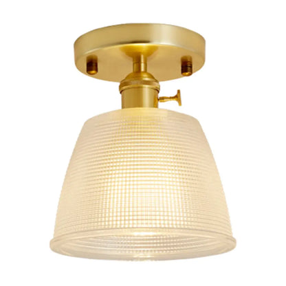 DecorBites™ DecorBites™ Modern Gold Semi Flush Mount Ceiling Light with Prismatic Glass - Ideal for Corridors